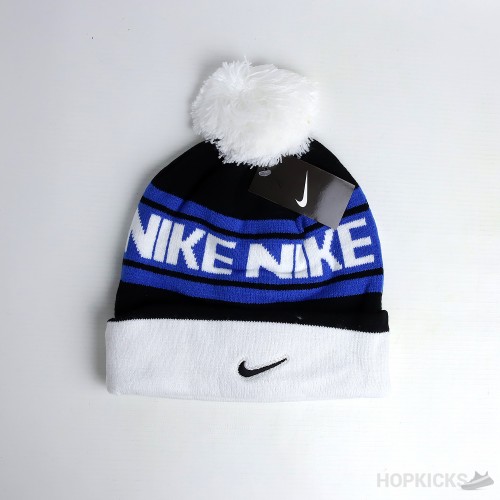 Nike Blue Black Pom Beanie
